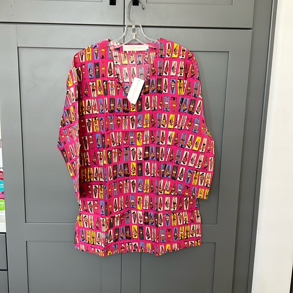 NWT{Tracy Negoshian}Sz L Pink Sunbathers Swimsuit Coverup - Picture 1 of 8